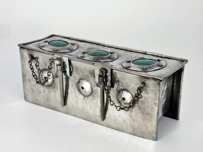 Pewter Box with Ruskin Cabochons* - Nouveau Deco Arts