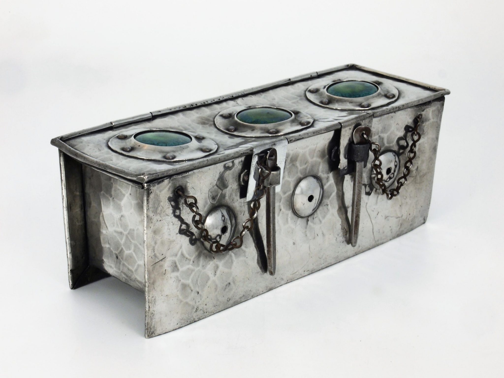 Pewter Box with Ruskin Cabochons* - Nouveau Deco Arts