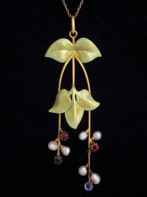 Art Nouveau Gold Pendant with Sapphires & Hessonite Garnets* - Nouveau ...